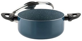 Cratiță Luigi Ferrero Prima FR-2244, 22x9.5 cm, 3.1 l, Acoperire neaderentă din marmură, Capac din sticlă cu gaură pentru abur, Inducție, Albastru închis