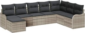 vidaXL Set de canapele pentru grădină 8 pcs Gri deschis Rattan poli