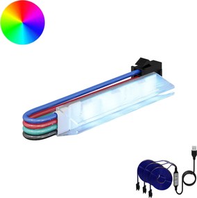 vidaXL Bandă LED 2 pcs Negru și Multicolor 1745 mm Cupru și Plastic