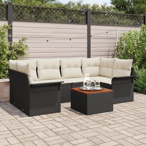 vidaXL Set canapele grădină cu perne negre din rattan poli acacia