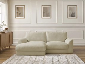 Colțar bej cu tapițerie din țesătură bouclé (cu colț pe partea stângă/cu șezlong) Leonore – Bobochic Paris