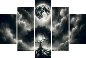 Tablou – Arbore alb-negru în lună plină (150x105 cm)