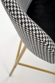 Scaun de bar tapitat H113 alb/negru