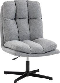 HOMCOM Fotoliu Rotativ de Living din Material Tip In, Fotoliu fără Brațe cu Șezut Spațios și Picioare din Metal, Gri Deschis | Aosom Romania