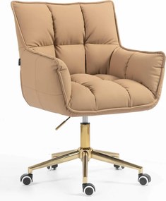 HR560K Scaun Caramel Piele Ecologica Premium Soft cu Bază Aurie