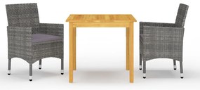 vidaXL Set mobilier de grădină, 3 piese, gri