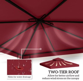Outsunny Acoperiș pentru Foișor de Grădină Anti-UV din Poliester, 3x3m, Roșu | Aosom Romania