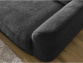 Colțar negru cu tapițerie din chenille (cu colț pe partea stângă/cu șezlong) Leonore – Bobochic Paris