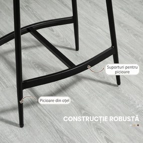 HOMCOM Set 2 Scaune de Bar în Stil Industrial, din Piele Ecologică, 48.5x38.5x68.5 cm, Negru și Maro | Aosom Romania