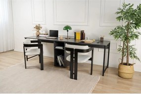 Birou TWIN, gri antracit/negru, PAL melaminat/metal, 240x60x74 cm