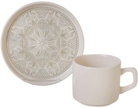 Set de 6 cești din ceramică cu farfurioare BohoBrew 184 ml
