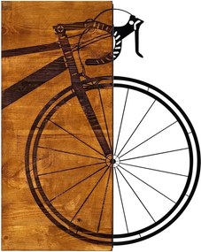 Decoratiune perete BISIKLET, stejar/negru, lemn/metal, 45x58 cm