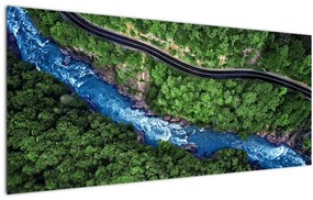 Tablou - Râu între munți, Caucaz, Rusia (120x50 cm)