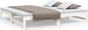 vidaXL Pat de zi extensibil, alb, 2x(75x190) cm, lemn masiv de pin