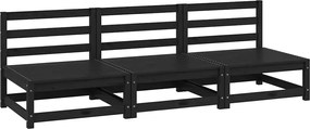 vidaXL Canapele de mijloc de grădină, 3 buc., negru, lemn masiv de pin