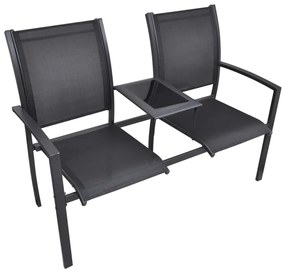 40838 vidaXL Bancă de grădină cu 2 locuri, negru, 131 cm, oțel și textilenă