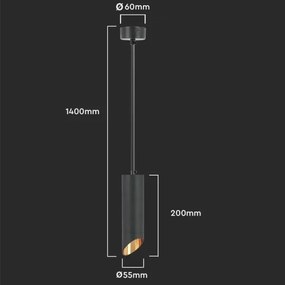 Lustră pe tijă 1xGU10/35W/230V 20 cm neagră