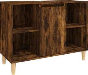 vidaXL Dulap de chiuvetă, stejar afumat, 80x33x60 cm, lemn prelucrat