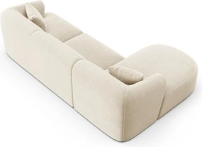 Colțar bej cu tapițerie din catifea (cu colț pe partea stângă/cu șezlong) Campi – Cosmopolitan Design