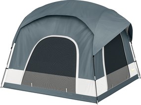 Outsunny Cort de camping pentru 2-4 persoane, impermeabil, cort de familie cu 3 uși, acoperiș de ploaie detașabil, folie de sol, geantă de transport, albastru închis | Aosom Romania