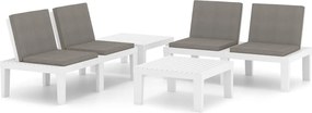 vidaXL Set mobilier de grădină cu perne, 4 piese, alb, plastic