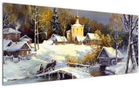 Tablou - Orășel iarna (120x50 cm)