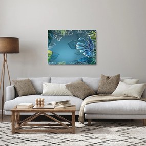 Tablou pe sticlă - Frunzele plantelor tropicale (70x50 cm)