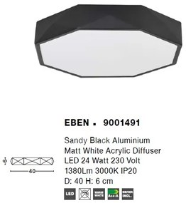 Plafoniera LED moderna design slim EBEN negru NVL-9001491