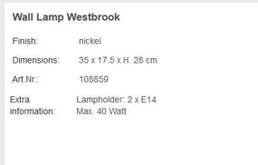 Aplica de perete LUX finisaj nickel, Westbrook 108859 HZ
