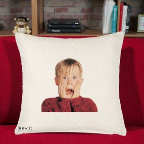 Perna Decorativa Kevin Singur Acasa, 40x40 cm, Crem Reliefat, Husa Detasabila, Perna Inclusa, BEKZ®