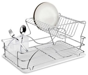 SCURGATOR DE VASE METALIC, 48X35X25 CM, 2 NIVELE, SUPORT TACAMURI, TAVA, ARGINTIU