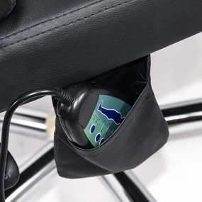 Scaun de birou cu masaj în 7 puncte din piele ecologică cu suport pentru picioare OFF 418M negru