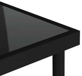 Masa de exterior, negru, 80x80x72 cm, sticla si otel