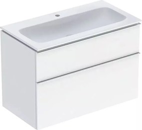 Set dulap baza suspendat Geberit iCon alb lucios 2 sertare maner crom si lavoar 90 cm