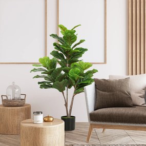 HOMCOM Fig Violin Artificial 110cm Planta artificiala, Plastica Plante artificiale in ghiveci, Decor moder Conta | Aosom Romania