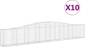 vidaXL Coșuri gabion arcuite 10 buc, 400x30x60/80 cm, fier galvanizat