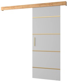 Uși culisante 90 cm Sharlene IV (alb mat + stejar artisan + auriu). 1043750