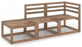 Set mobilier de gradina, 3 piese, maro, lemn de pin tratat colt + mijloc + suport pentru picioare, 1