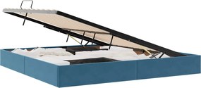 vidaXL Pat cu storage Albastru închis 200 x 200 cm Catifea