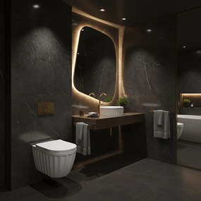 Set: Vas de toaleta suspendat + Lavoar pe blat Rea Duo alb