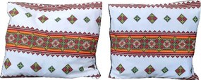 Set 2 fete de perna cu motive traditionale Casa Gino®, din bumbac 100%, dimensiune 40X40 centimetri, model Traditional Clasic