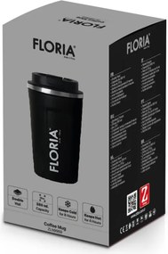 Cana de cafea Floria ZLN9969 tip termos, capacitate 380ml, interior din inox, pereti dublii, negru