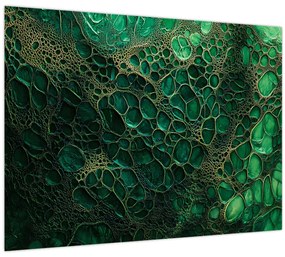Tablou pe sticlă - Imagine microscopică verde (70x50 cm)