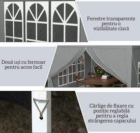 Outsunny Foișor de Grădină Impermeabil, cu Panouri Laterale Pliabile din Oțel și Acoperiș, 2,95x2,95x2,58 m, Verde | Aosom Romania