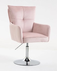 HR250N Scaun Catifea Roz Pudra Bază Cromata