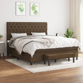 vidaXL Pat box spring cu saltea, maro închis, 160x200 cm, textil