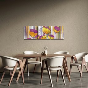 Tablou - Ilustrațir cu flori (cu ceas) (90x30 cm)