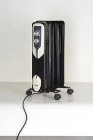 Calorifer electric Floria ZLN3642,Negru 1500 W, 7 elementi, 3 trepte de putere, Termostat reglabil, Protectie supra-incalzire, Indicator luminos,