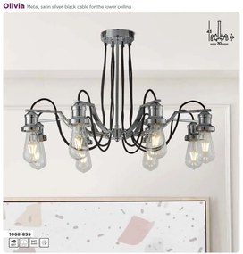 Lustra vintage stil industrial Olivia 8L argintiu satinat