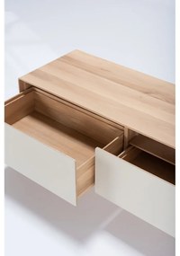 Comodă TV albă/în culoare naturală din lemn de stejar 200x48 cm Fina – Gazzda